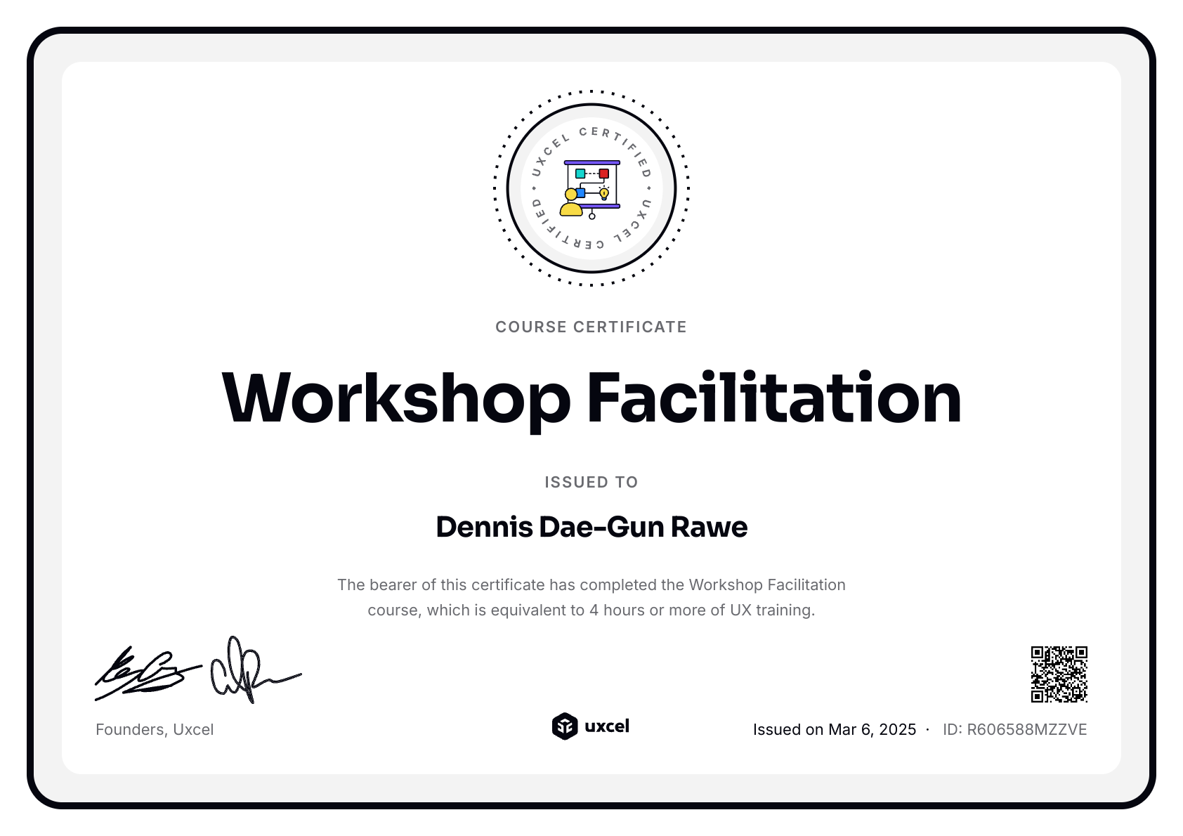 Dennis Dae-Gun Rawe's certificate